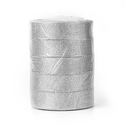 Silver Glitter Metallic Ribbon, Sparkle Ribbon, DIY Material for Organza Bow, Double Sided, Silver, 1 inch(25mm), 25yards/roll(22.86m/roll), 5rolls/set
