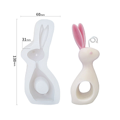 Conejo Moldes de silicona para velas con forma de animal diy, moldes de resina, para resina uv, fabricación de joyas de resina epoxi, Patrón de conejo, 13x6x3.1 cm