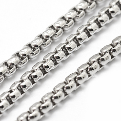 Real Platinum Plated Brass Venetian Chains, Lead Free & Nickel Free & Cadmium Free, Real Platinum Plated, 2.5x2.5mm