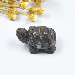 Labradorite Décorations d'affichage de labradorite naturelle, ornement feng shui tortue pour la longévité, pour bureau à domicile, 38~42x25~27x20mm