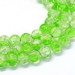 Citron Vert Cuisson peint verre craquelé transparent brins de perles rondes, lime, 4.5~5mm, Trou: 1mm, Environ 210 pcs/chapelet, 31.4 pouce