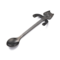Gunmetal 304 Stainless Steel Hanging Spoon, Cat Shape, Gunmetal, 116x32x8.5mm