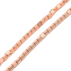 Rose Gold Plated Synthetic Non-magnetic Hematite Beads Strands, Triangle, Rose Gold Plated, 3x2.5x2.7mm, Hole: 0.8mm, about 133pcs/strand, 16.30''(41.4cm)