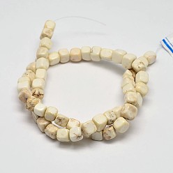 Creamy White Cube Natural Magnesite Beads Strands, Creamy White, 7x7x7mm, Hole: 1mm, about 55pcs/strand, 15.6 inch