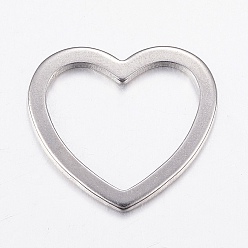 Stainless Steel Color 304 Stainless Steel Linking Rings, Heart, Stainless Steel Color, 20x22x1.2mm