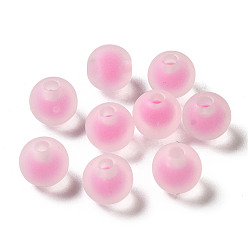 Rose Nacré Perles acryliques transparentes, givré, Perle en bourrelet, ronde, perle rose, 8x7mm, Trou: 2mm, environ: 1724 pcs / 500 g