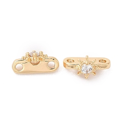 Real 18K Gold Plated Brass Pave Clear Cubic Zirconia Slide Charms, Helm, Real 18K Gold Plated, 5.5x10x4.5mm, Hole: 1.4mm