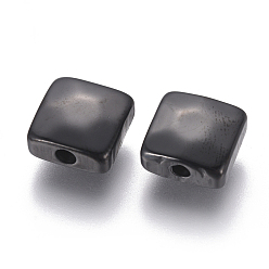 Electrophoresis Black 304 Stainless Steel Beads, Square, Electrophoresis Black, 8.5x8.5x4mm, Hole: 1.6mm