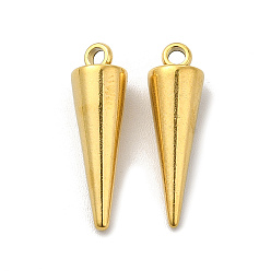 Real 18K Gold Plated Ion Plating(IP) 201 Stainless Steel Pendants, Cone Charm, Real 18K Gold Plated, 18.5x5.5mm, Hole: 1.5mm