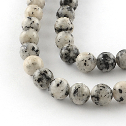 Gainsboro Dyed Natural Sesame Jasper Round Beads Strands, Gainsboro, 6mm, Hole: 1mm, about 62pcs/strand, 15.7 inch