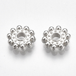 Platinum CCB Plastic Spacer Beads, Flower, Platinum, 8.5x2mm, Hole: 2mm
