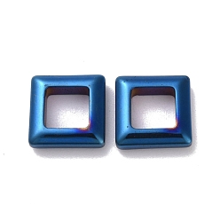 Plaqué Bleu Placage sous vide anneaux de liaison en hématite synthétique non magnétique, carrée, bleu plaqué, 13.5x13.5x4mm