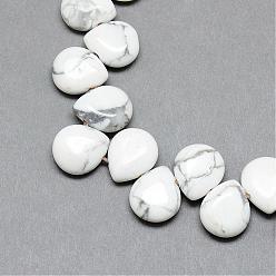 Howlite Natural Howlite Gemstone Beads Strands, Top Drilled Beads, Teardrop, 12x9~10x5~6mm, Hole: 1mm, about 33pcs/strand, 9.84 inch