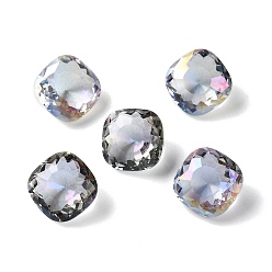 Gainsboro Cabujones de diamantes de imitación de vidrio transparente, facetados, señaló hacia atrás, plaza, gainsboro, 10x10x6.5 mm