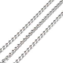 Stainless Steel Color 304 Stainless Steel Faceted Curb Chains, Soldered, with Spool, Stainless Steel Color, 3.5x2x0.5mm, about 10m/Roll