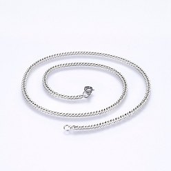 Stainless Steel Color 304 Stainless Steel Curb Chain Necklaces, Stainless Steel Color, 17.71 inch(45cm), 2.8mm 