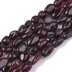 Garnet Natural Garnet Beads Strands, Tumbled Stone, Nuggets, 6~10x5~7x2.5~5mm, Hole: 0.6mm, about 56~58pcs/strand, 15.94 inch(40.5cm)