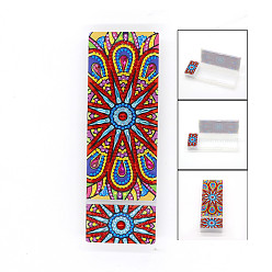 Flor Kits de caja de lápices de pintura de diamante rectangular diy, incluyendo caja de plástico, bolsa autosellante, diamantes de imitación de resina, bolígrafo adhesivo de diamante, plato de bandeja y arcilla de cola, patrón de flores, 210x72x30 mm
