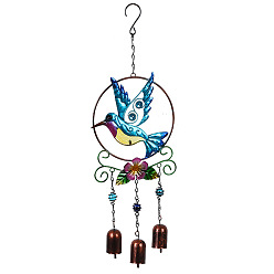 Bird Glass Wind Chime, Art Pendant Decoration, with Iron Findings, for Garden, Window Decoration, Bird, 500x170mm