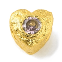 Cristal Latón granos del espaciador, con diamante de imitación, corazón, color dorado mate, cristal, 4.5x4.5x4 mm, agujero: 1.6 mm