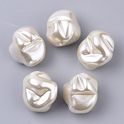 Blanc Floral Perles de nacre en plastique ABS, nuggets, floral blanc, 22.5x20.5mm, trou: 1.5 mm, environ 130 pcs / 500 g