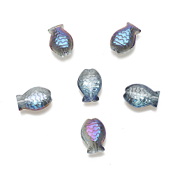 Gris Perlas de vidrio transparentes, pescado, gris, 10x14 mm, agujero: 1.2 mm