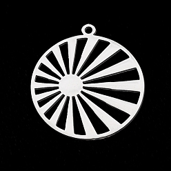 Stainless Steel Color 201 Stainless Steel Pendants, Laser Cut, Sunburst, Stainless Steel Color, 31x28x1mm, Hole: 1.8mm