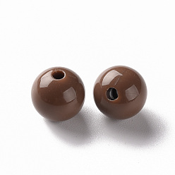 Chameau Perles acryliques opaques, ronde, chameau, 10x9mm, Trou: 2mm, environ940 pcs / 500 g
