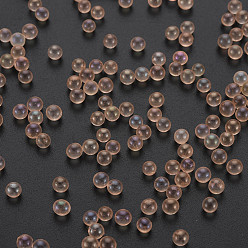 Sandy Brown DIY 3D Nail Art Decoration Mini Glass Beads, Tiny Caviar Nail Beads, AB Color Plated, Round, Sandy Brown, 3.5mm, about 450g/bag
