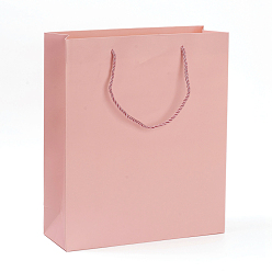 Pink Sacs en papier kraft, sacs-cadeaux, sacs à provisions, sacs de mariage, rectangle avec poignées, rose, 33x28.1x10 cm