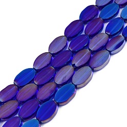 Mauve Painted Transparent Glass Beads Strands, Oval, Mauve, 10x6x3mm, Hole: 1mm, about 54~60Pcs/strand, 20.47~23.62''(52~60cm)