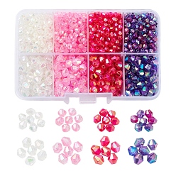 Mixed Color 8 Style Bicone AB Color Plated Eco-Friendly Transparent Acrylic Beads, Mixed Color, 4~6x4~6mm, Hole: 1mm