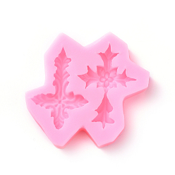 Pink Food Grade Silicone Molds, Fondant Molds, For DIY Cake Decoration, Chocolate, Candy, UV Resin & Epoxy Resin Jewelry Making, Cross, Pink, 57x67x10mm