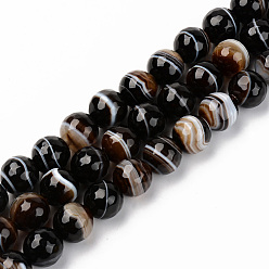 Botswana Agate Natural Botswana Agate Beads Strands, Round, Faceted, 10mm, Hole: 1mm, about 37pcs/strand, 14.57 inch(37cm)