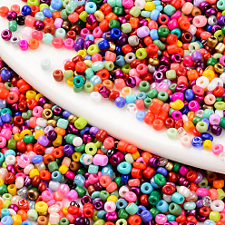 Color mezclado 13/0 perlas de cristal de la semilla, pintura para hornear, agujero redondo, rondo, color mezclado, 13/0, 2~2.5x1.5~2 mm, agujero: 0.8 mm, sobre 450 g / bolsa