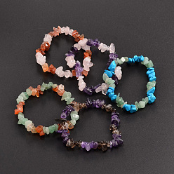 Смешанные камни Стрейч браслеты из бусин из натуральных и синтетических камней, разноцветные, 50 мм