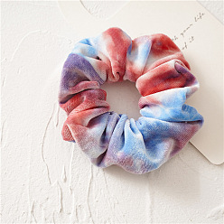Indian Red Tie-dyed Style Plush Cloth Elastic Hair Accessories, for Girls or Women, Scrunchie/Scrunchy Hair Ties, Indian Red, 160mm