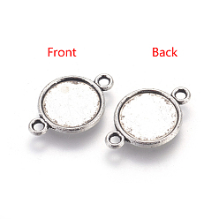 Antique Silver Alloy Cabochon Connector Settings, Lead Free & Cadmium Free & Nickel Free, Flat Round, Antique Silver, 18x12x2mm, Tray: 10mm, Hole: 2mm