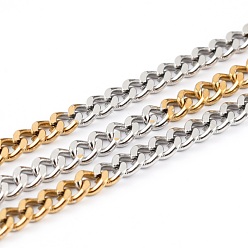 Golden & Stainless Steel Color Two Tone 304 Stainless Steel Curb Chains, Twisted Chains, Unwelded, with Spool, Golden & Stainless Steel Color, 4x3x1.5mm, 32.8 Feet(10m)/roll