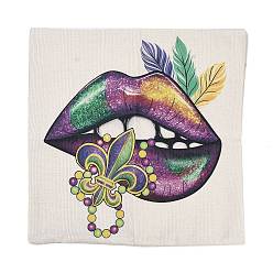 Lip Fundas de almohada de lino con tema de carnaval de Mardi Gras, fundas de colchón, para sofá cama, plaza, labio, 450x450x5 mm