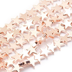 Rose Gold Plated Electroplate Non-magnetic Synthetic Hematite Beads Strands, Grade AA, Long-Lasting Plated, Star, Rose Gold Plated, 6x6x2.5mm, Hole: 1mm, about 74pcs/strand, 15.7 inch(40cm)