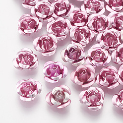 Pearl Pink Aluminum Beads, 3-Petal Flower, Pearl Pink, 7x4mm, Hole: 0.8mm, about 950pcs/bag