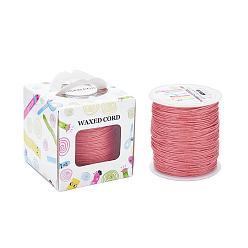 Light Coral Waxed Cotton Cords, Light Coral, 1mm, about 100yards/roll(91.44m/roll), 300 feet/roll