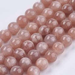 Sunstone Natural Sunstone Beads Strands, Round, 6mm, Hole: 1mm, about 65pcs/strand, 15.7 inch