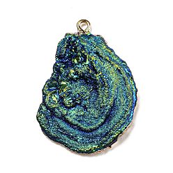 Colorful Opaque Resin Pendants, Textured Nuggets Charms with Golden Plated Iron Loops, Colorful, 39.5x29x8mm, Hole: 2mm