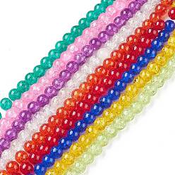Mixed Color Crackle Glass Beads Strands, Round, Mixed Color, 10mm, Hole: 1.3~1.6mm, about 80pcs/strand, 31.4 inch