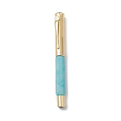 Quartz Dyed Natural Quartz Brass Pens, Reiki Energy Fountain Pen, with Pen Case, Office & School Supplies, 142x19x14mm
