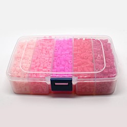 Pink 5мм пэ поделок плавкие бисер заправок для детей, трубка, розовые, 5x5 мм, Отверстие: 3 мм, о 1900 шт / коробка