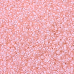 (RR1923) Semi-Frosted Pale Pink Lined Crystal MIYUKI Round Rocailles Beads, Japanese Seed Beads, 11/0, (RR1923) Semi-Frosted Pale Pink Lined Crystal, 2x1.3mm, Hole: 0.8mm, about 1100pcs/bottle, 10g/bottle