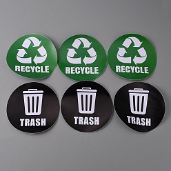 Symbol 6Pcs 2 Styles PVC Garbage Recycle Trash sign stickers, Waterproof Garbage Classification Decals for Kitchen, Home Necessity, Round, Sign Pattern, 127x0.1mm, about 3pcs/style
